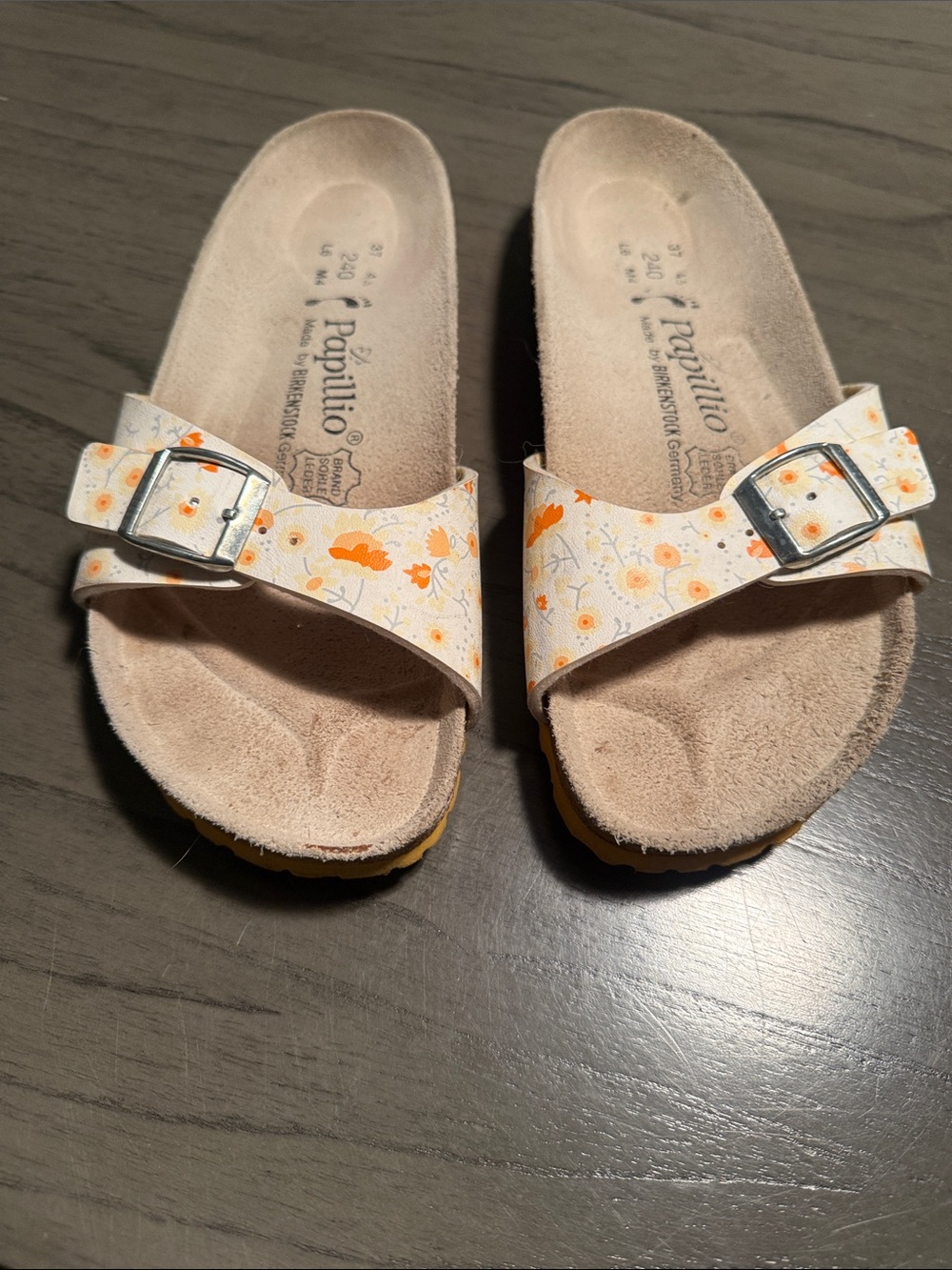 Papillio Women’s Floral Orange Print Slide Sandals